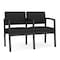 Lesro Lenox Steel 2 Seater with Center Arm, Black Seat, Black Back, 43.5 W 24.5 L 32 H, Linette Vinyl Seat LS2103 - alternate 1